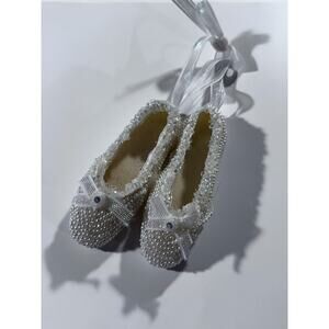 Cute Faux Pearl Ballet Slippers Christmas Holiday Ornament